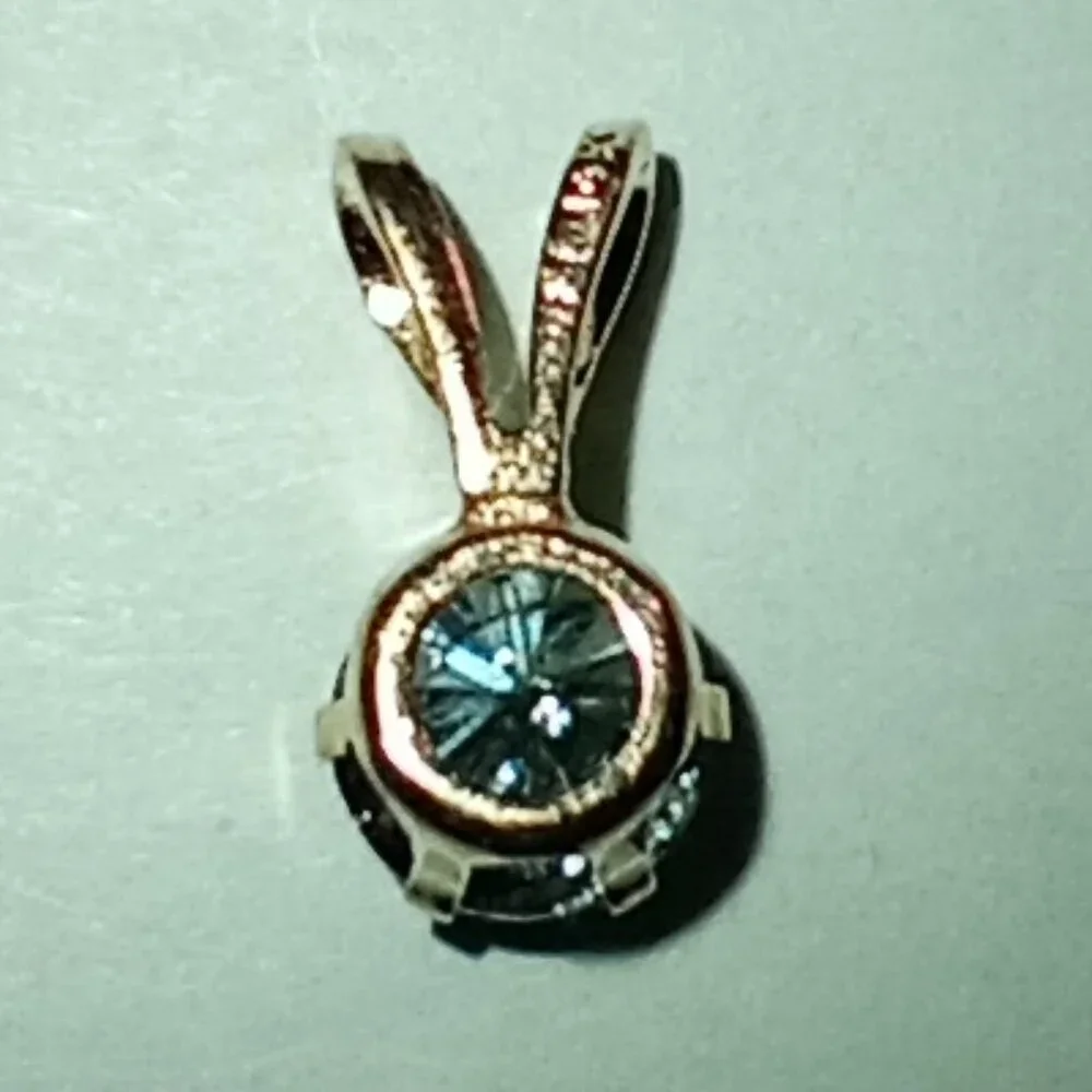 LAST ONE! 14Kt Yellow Gold One-Third Carat Blue Diamond Pendant - Picture 3 of 3